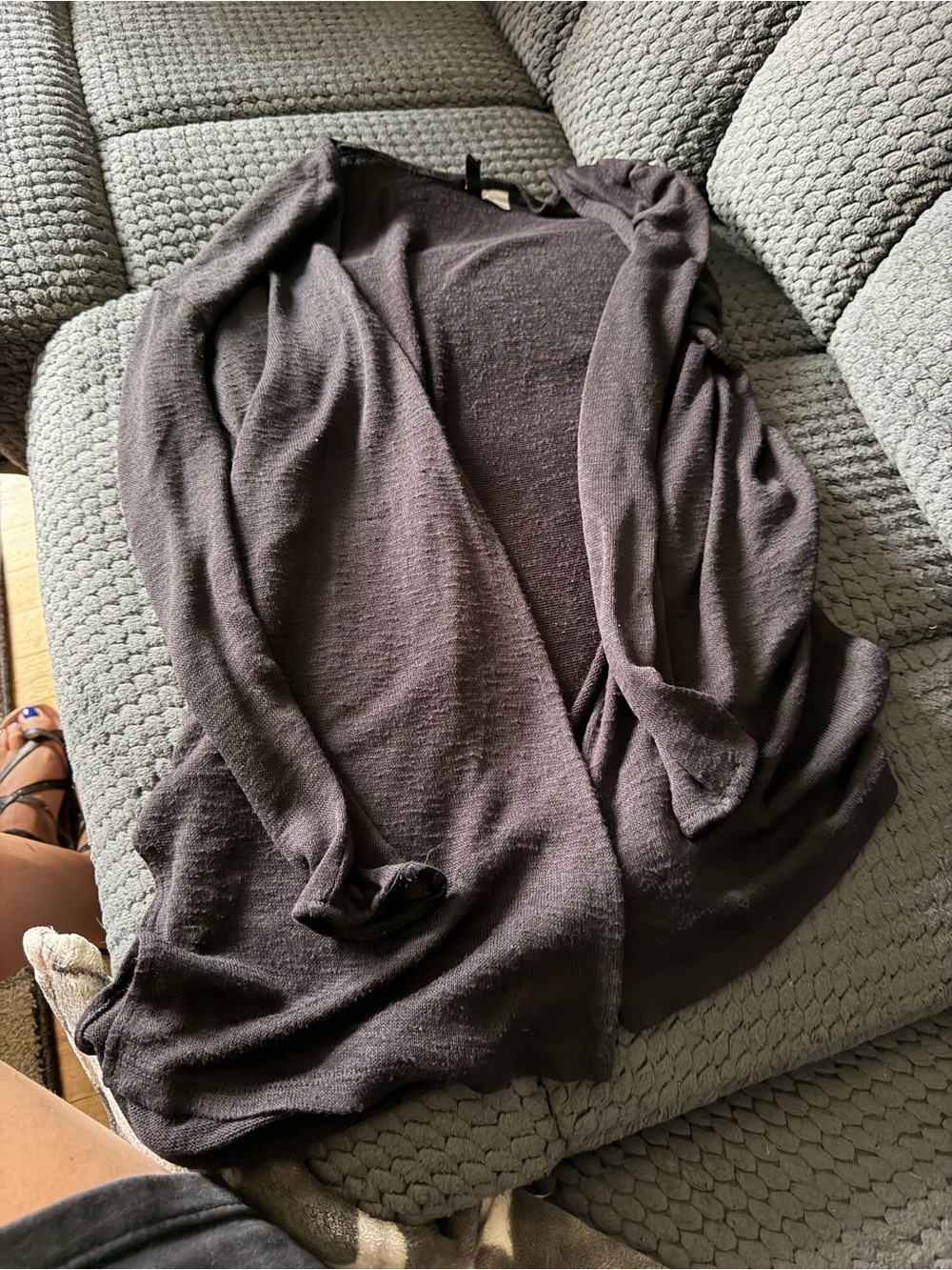Divided Open-Front Cardigan Sweater - Dark Gray